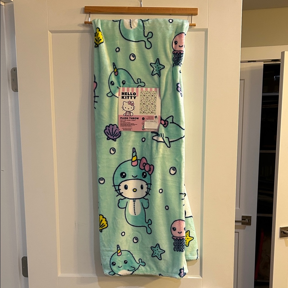 Hello Kitty Mermaid Mint Green and Pink Throw